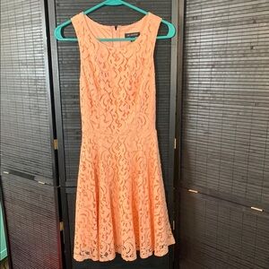 Jodi Kristopher Orange A-Line Scoop Neck Mini Dress